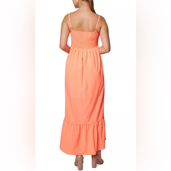 LAUNDRY Womens Orange Smocked Partially Lined Spaghetti Strap Hi-Lo Dress NWOT - Picture 2 of 2